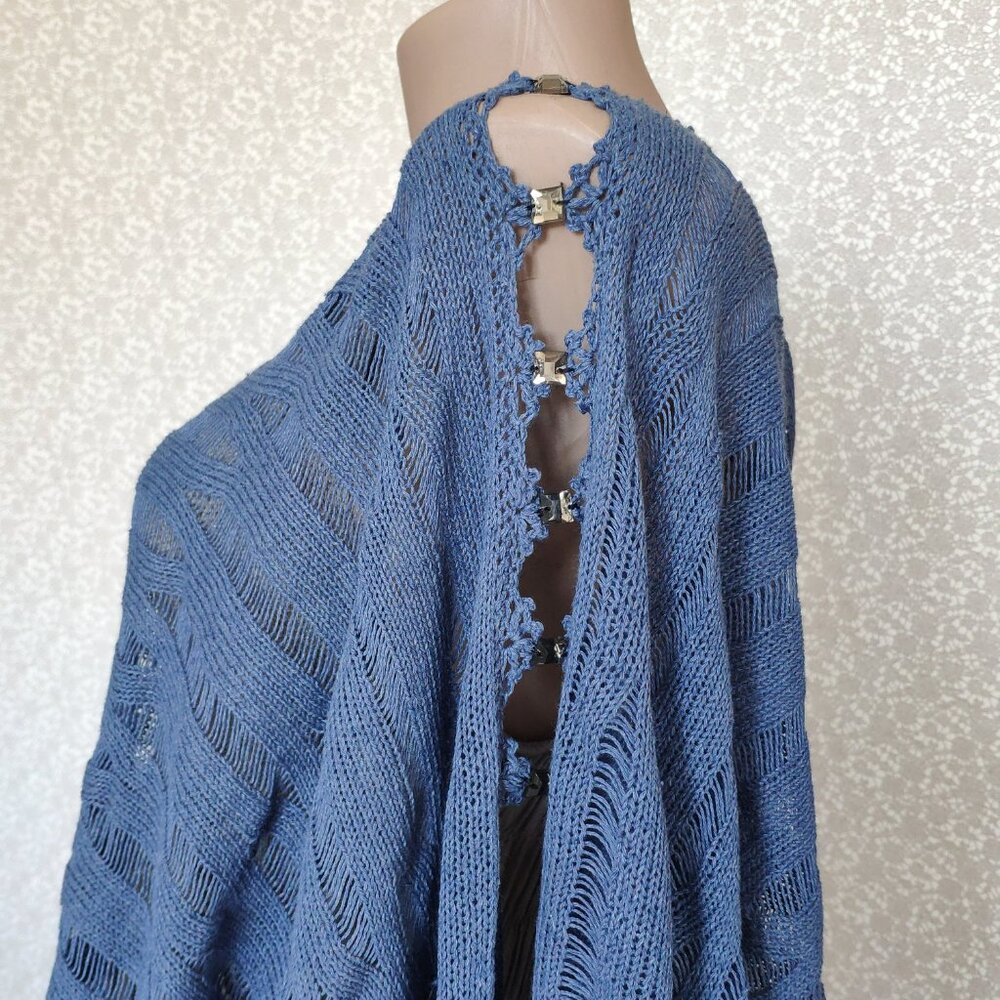 Luxury Organic Cotton-Linen Poncho with Rhinestone Accents – Designer Lightweigh